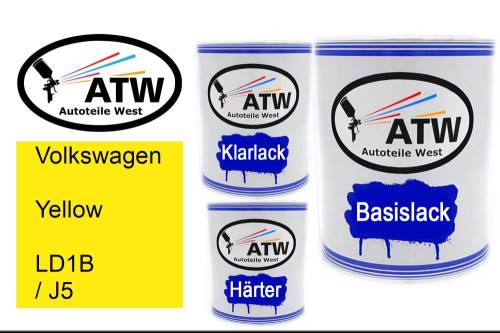 Volkswagen, Yellow, LD1B / J5: 1L Lackdose + 1L Klarlack + 500ml Härter - Set, von ATW Autoteile West.